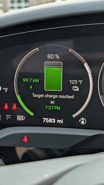 Thermal limited EV charging at 123 F degrees