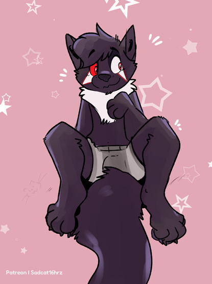 Doodle of Kurai in a casual pose wearing underwear looking at right about 25 minutes of work (most of the time I made mistakes with keyboard shortcuts, using a completely different program but it was a nice experience)