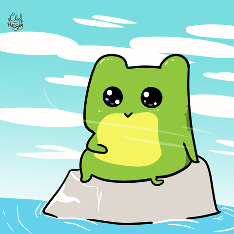 Froggelio just siting in a rock on a pond chilling.