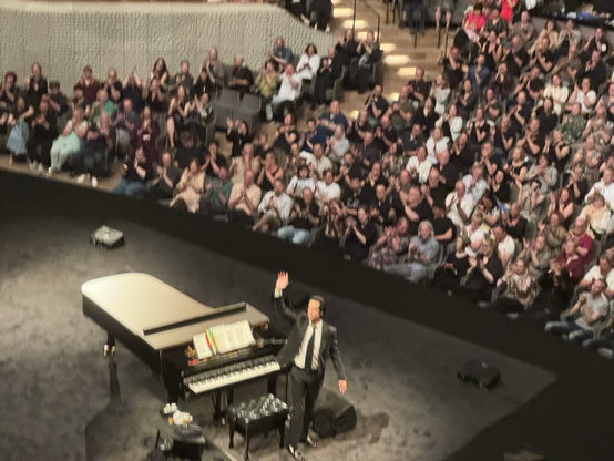 Bühne mit Nick Cave vor Flügel