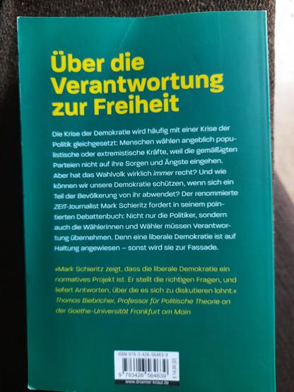 Rückentext: "Über die Verantwortung zur Freiheit'