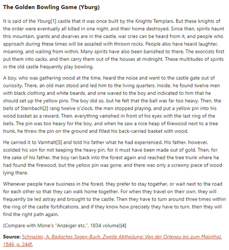 German folk tale "The Golden Bowling Game (Yburg)". Drop me a line if you want a machine-readable transcript!
