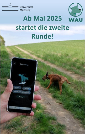 Ab Mai 2025 WAU startet die zweite Runde!

Im Bild hebt ein Hund am Feldrand das Bein. Im Vordergrund hält jemand ein Handy auf welchem die WAU App läuft.