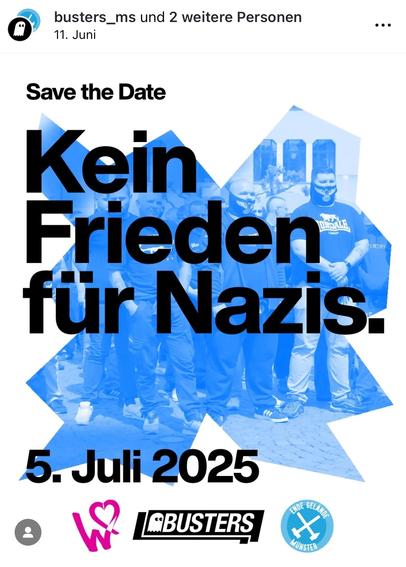 Aufruf:

Münster 05.07.2025
Kein Frieden für Nazis