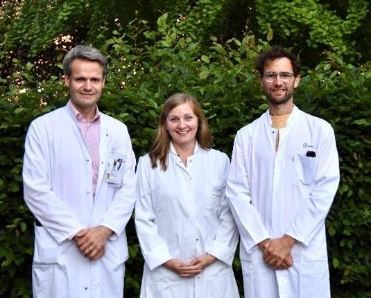Prof. Harald Prüß, Prof. Annette Künkele-Langer und Dr. Momsen Reincke wollen spezifische CAAR-T-Zellen zur Behandlung der NMDA-Rezeptor-Enzephalitis an der Charité herstellen. © Charité | Esther Vidal