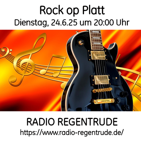 🇩🇪 Plakat zur heutigen Radiosendung „Rock op Platt". Bild (ohne Text): Pixabay, kein Bildquellennachweis erforderlich.

🇬🇧 Poster with details of today's radio show „Rock op Platt“, Image (without text): Pixabay, no image creds needed.