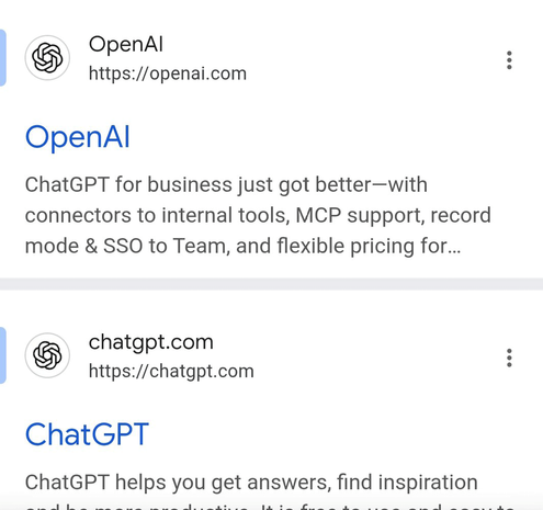 Google testing light blue  bar on the side of the search results snippets near the title link