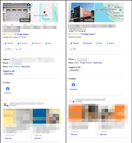 Google Business Profiles testing moving the social profile links above the Google Posts / Updates
