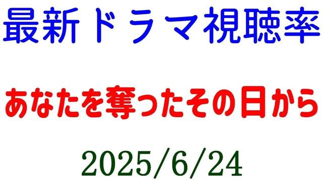 あなたを奪ったその日から 視聴率上がる！視聴率速報☆2025年6月24日付