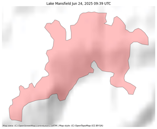 Visual map representation of the Lake Mansfield wildfire, showing the perimeters of the 688.7894625307741 acre fire on a map.