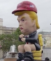 Trump sitting on a toilet