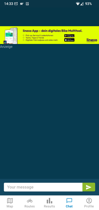 Screenshot der stadtradeln APP mit Werbebanner