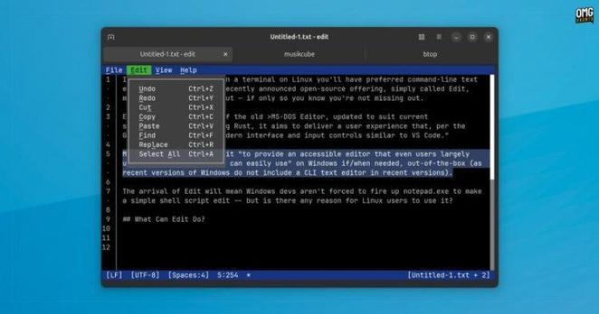 Microsoft Edit text editor