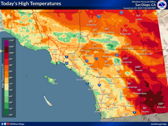 Remaining cool on Tuesday with highs 5-10 degrees below normal inland, and around 3-5 degrees below normal along the coast.