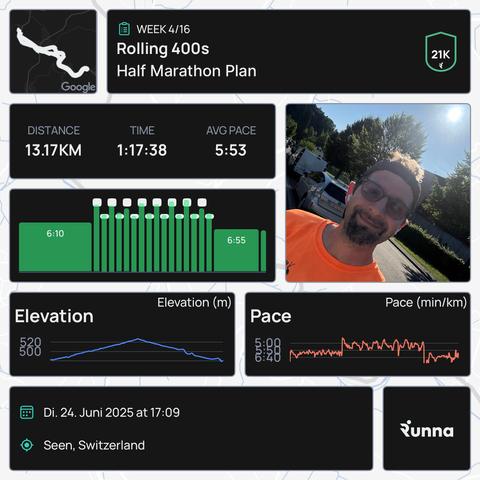 Today’s training summary from the Runna app