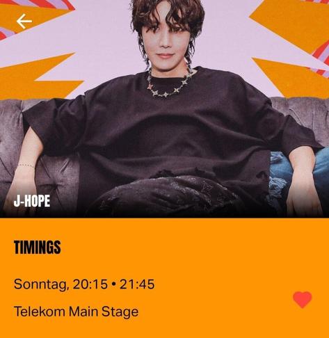 Timetable for J-hope at the Hobipalooza / Lollapalooza