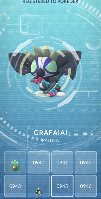grafaiai registered in the pokédex.