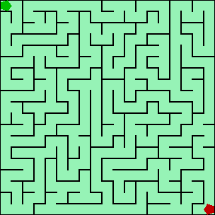 A computer generated 19 by 19 maze.