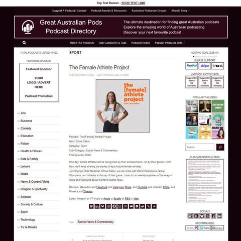 The [Female] Athlete Project 
Screenshot of the podcast listing on the Great Australian Pods website