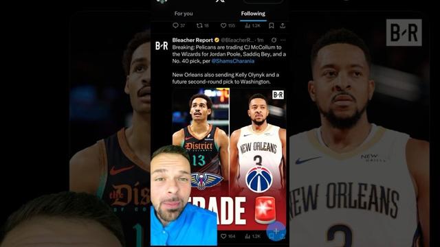 BREAKING NEWS: PELICANS TRADE CJ MCCOLLUM TO WIZARDS FOR JORDAN POOLE 😱 #nba #shorts #fyp