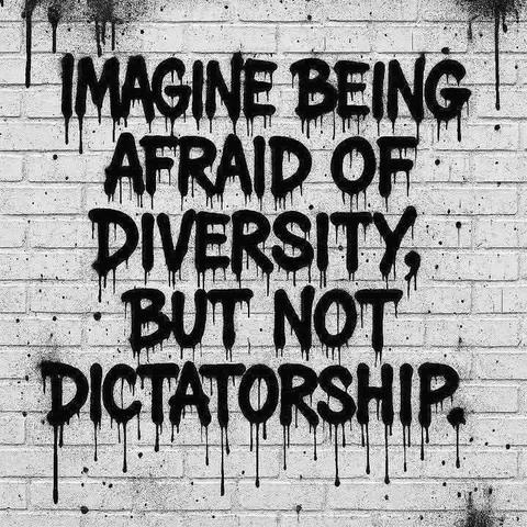 Imagine being afraid of DIVERSITY,
but not DICTATORSHIP.