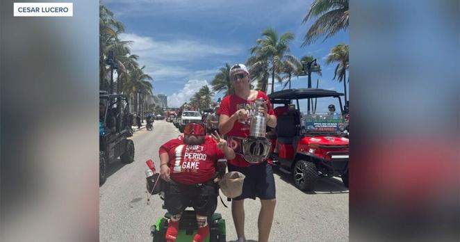 Panthers fan with rare illness parties with team