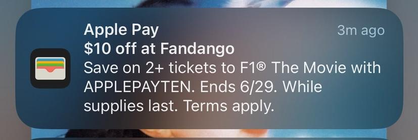 Unwanted Apple Wallet notification