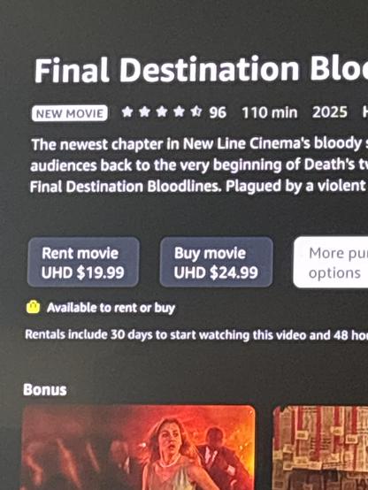 4.5 star rating on 96 reviews for the new final destination movie