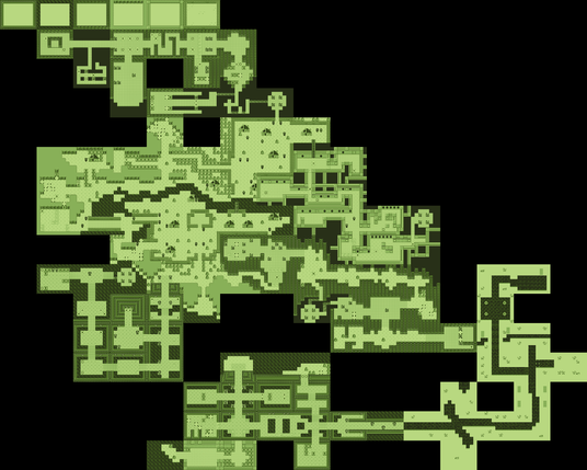 Aspect Legend, a gameboy-styled javascript game, its world map shown as a full grid of interconnected rooms