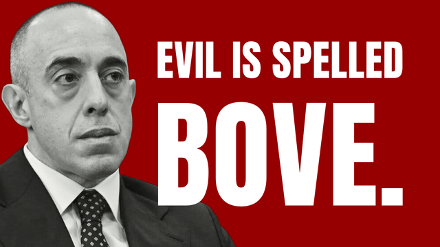 Image of Emil Bove. Caption: Evil is spelled BOVE.