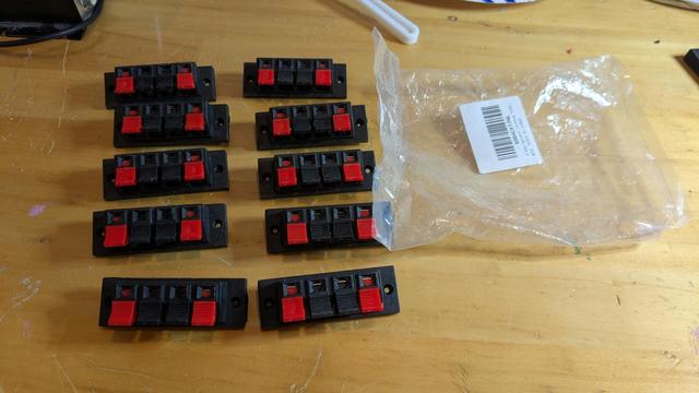 10 new speaker terminals and the bag they came in