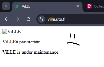Turun Yliopiston ViLLE-sivustoa päivitetään.