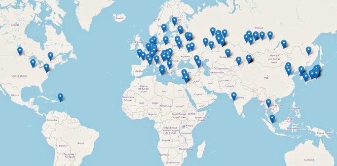 Contacts on the map