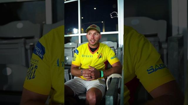 Dean Burmester soaking in the Yellove vibes! 💛✨ #TSKvLAKR #WhistleForSuperKings #MLC2025