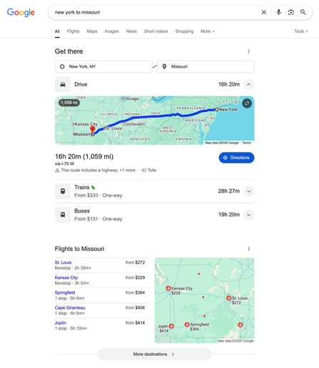 Google Search rolling out new directions interface