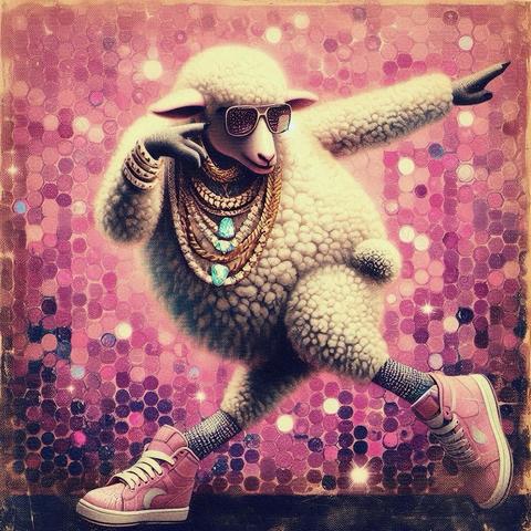 KI-Bild (DALL•E3):

Schafi hat seine pinken Chucks an und hat sich jede Menge Goldkettchen ausgeliehen. Vor pinkem Discoglitzer-Hintergrund tanzt das Mittwochsschäfchen perfekt zum Beat!