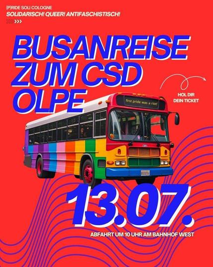 Busanreise zum CSD nach Olpe

Soldarisch Queer Antifastisch

13.07
