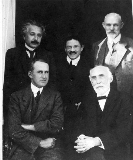 A 1923 photograph of (left to right) Albert Einstein, Arthur Eddington, Paul Ehrenfest, Hendrik Lorentz, and Willem de Sitter