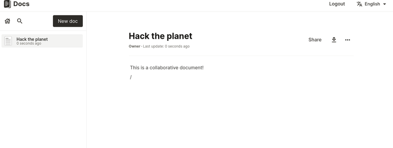 Screenshot of a docs instance document with some placeholder text.