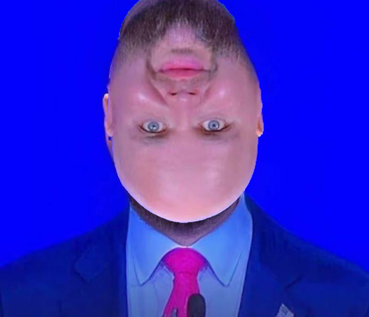 The viral image of a bald JD Vance, but with his head upside down.
