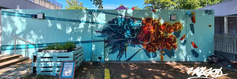 transformation graffiti steeetart mural by graffiti artist Fabian Zolar, abstract graffiti mural