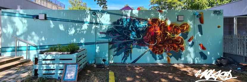transformation graffiti steeetart mural by graffiti artist Fabian Zolar, abstract graffiti mural