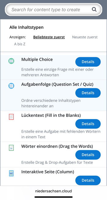Ausgewählte H5P-Elemente