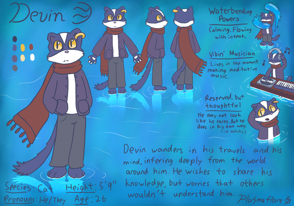 Reference sheet for Devin, one of my sonas