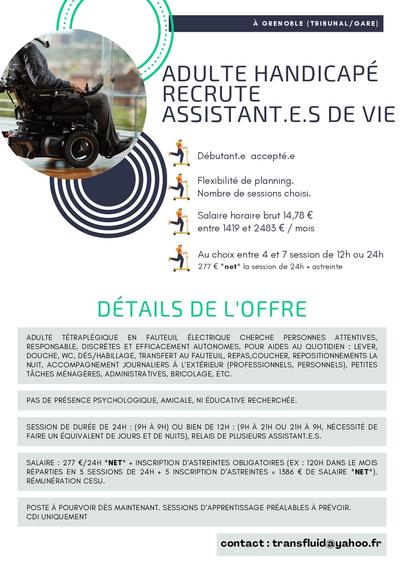 affichette du poste à pourvoir avec les informations professionnelles