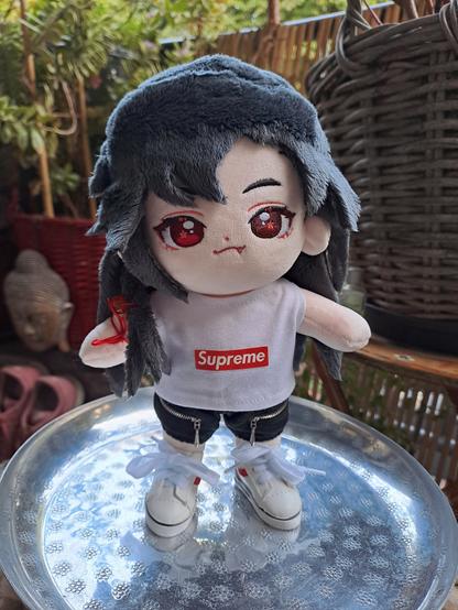 minidoll fafa with a supreme tshirt