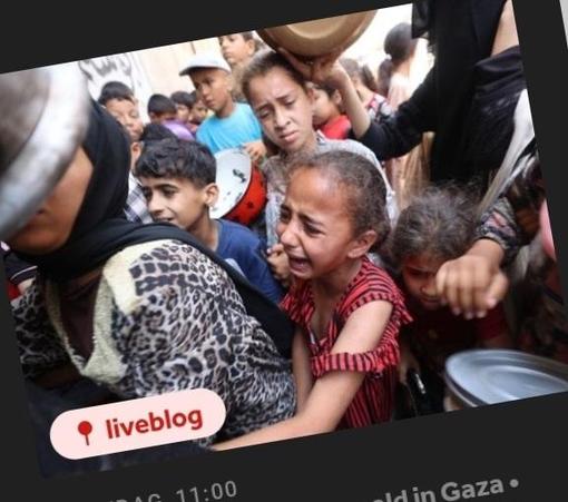 Huilende, hongerige kinderen in Gaza.