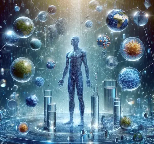 generata AI acqua e corpo umano con attenzione anche alle cellule