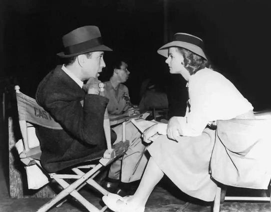 Humphrey Bogart and Ingrid Bergman back stage 1942