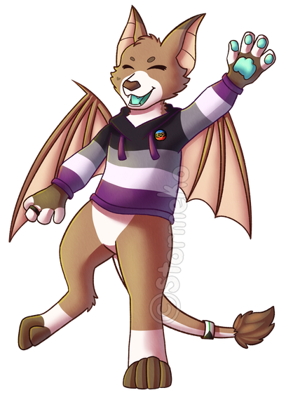 Bat fursona with pride stuff